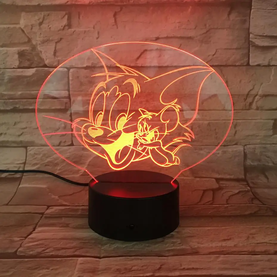 

Mouse Cat Night Light LED Cartoon 7 Color Changing Touch Sensor Children Gift Decor Atmosphere Tom and Jerry Table Lamp Bedroom