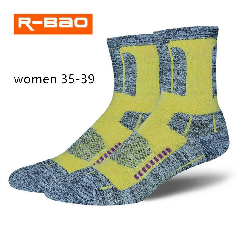 Женские мужские лыжные носки, зимние теплые термоноски для бега, спорта, велоспорта, термоноски, теплые лыжные носки для сноубординга - Цвет: women yellow 35-39