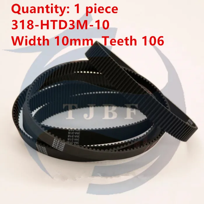 

1 piece HTD3M Timing belt 318 3M 10 teeth 106 width 10mm length 318mm HTD318-3M-10 Neoprene with Fiber glass core