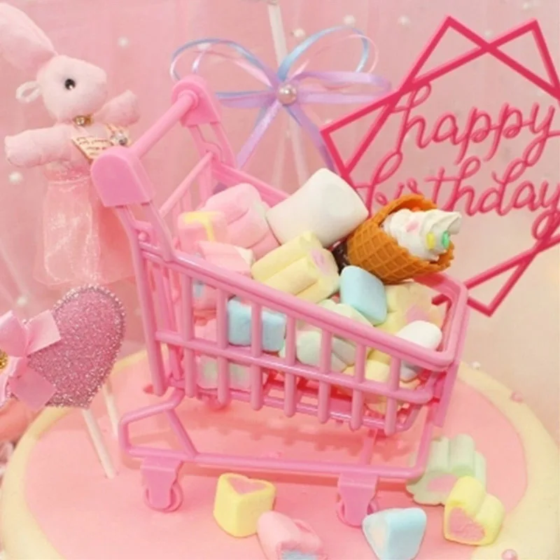 

Cake Decorations Mini Pink Shopping Cart Trolley Birthday Pink Leopard Decor Creative Gift For Kid's Party Cartoon Leopard Toys