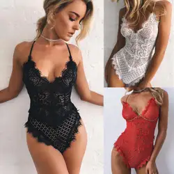 Модное нижнее белье кружевное платье Babydoll женские нижнее Белье для сна пижамы сексуальные кружева v-образным вырезом костюм, Летний