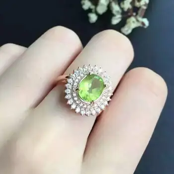

100% Fidelity Natural peridot Rings s925 sterling silver Natural 8*10mm green gemstone star ring classic fine Jewelry for women