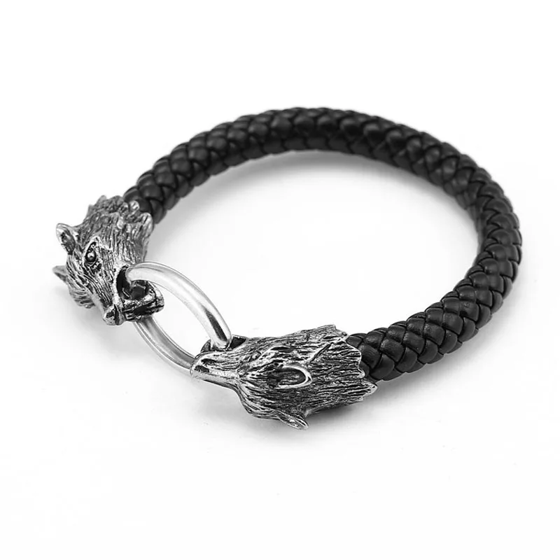 

Wolf Bracelets For Men Women Accessories Screw Nail Leather Bangle Punk Gothic Charm Knot Viking Bracelet Men Jewelry Hand Chain