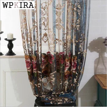 

Luxury Curtain Sheer Window Tulle Fashion Flower Embroidered Curtains Tulle Voile Organza Bedroom Gauze Curtain 006&20