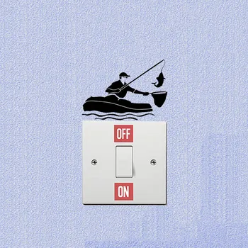 

River Fishing Activities Vinyl Light Switch Decal Wall Sticker 5WS1090