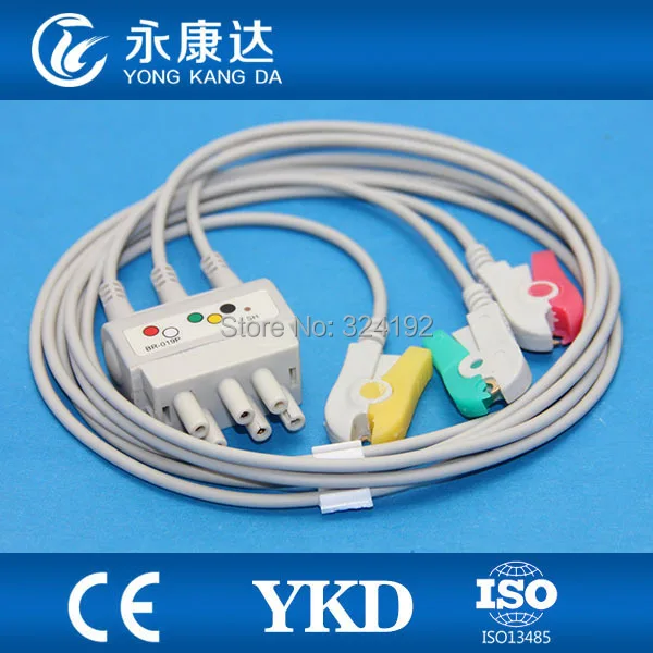 3 шт./упак. совместимый Nihon kohden BR-019 многоканальный IEC/3 провода ECG кабель и зажим