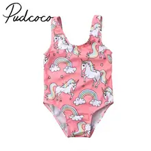 Летний купальный костюм для новорожденных девочек, купальник радужной расцветки, Цельный купальник бикини, пляжная одежда, От 0 до 3 лет