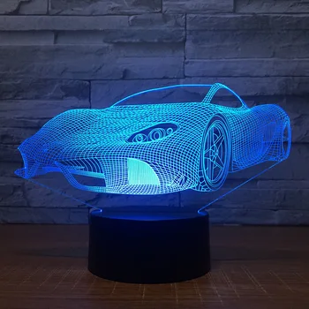 

Moden Super Racing Car 3D 7 Color Lamp Visual Led Night Lights For Kids Touch Usb Table Lampara Lampe