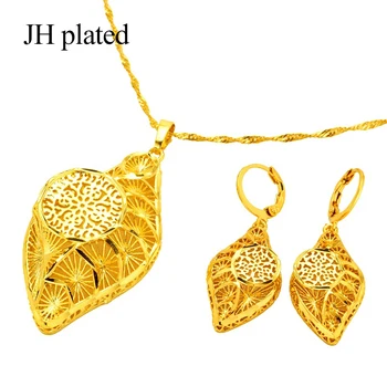 

JHplated Bridal Jewelry Set Gold Color with Necklace&Earring Set for Women Party