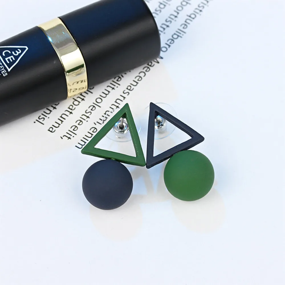 

New 1 Pair/bag Asymmetry Triangle Eleven Different Candy Color Pearl Earrings For Women Stud Earrings Korean Style Jewelry