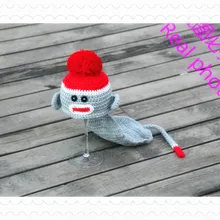 Младенческой новорожденных вязать Костюм Опора мультфильм обезьяна моделирование крючком Hat+ крышка 2 шт. Детский комплект