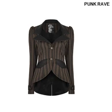 Ближний-дальний Стиль вентилируемый клапаном подол Для женщин пар пальто в стиле «панк» на заднюю панель всего штук украшены металлическими пуговицами, куртка в стиле панк Рейв WY-822XDF