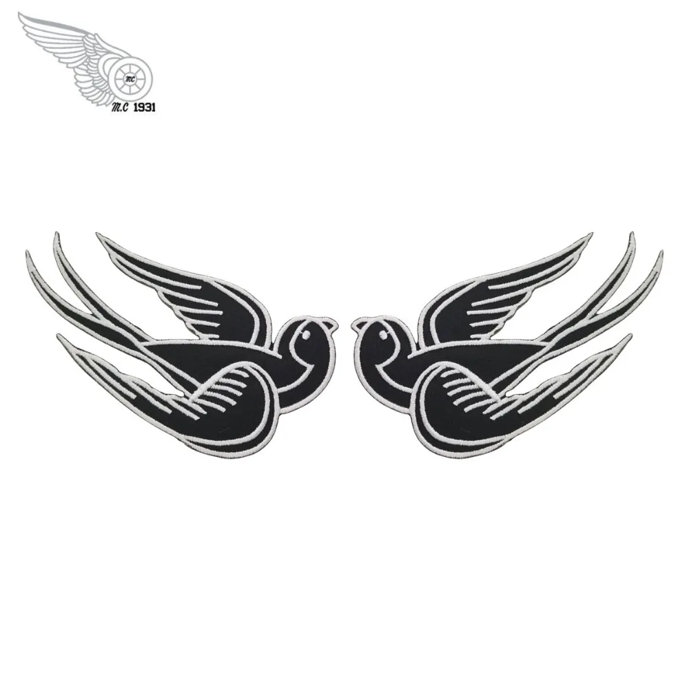 G070 Tattoo Sparrow Swallow Embroidered Patch (1)
