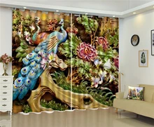 Gordijn, Noble Pioen, Mooie Paar, Pauw, 3d Dier Gordijnen, Mooi En Mooie Gordijnen(China)