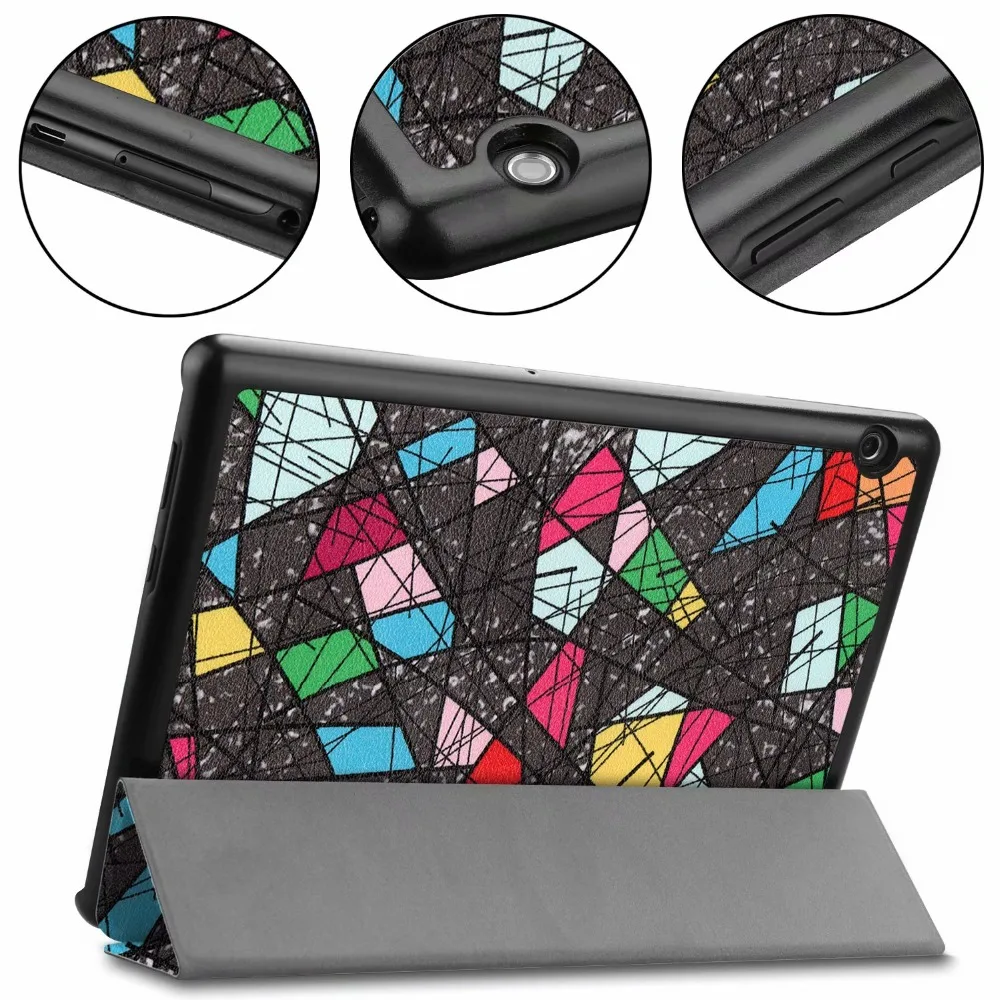 

Fashion Colorful Print PU Stand case For Huawei T5 10 Tablet honor 5 for Huawei MediaPad T5 10 AGS2-W09/L09/L03/W19 cover +pen