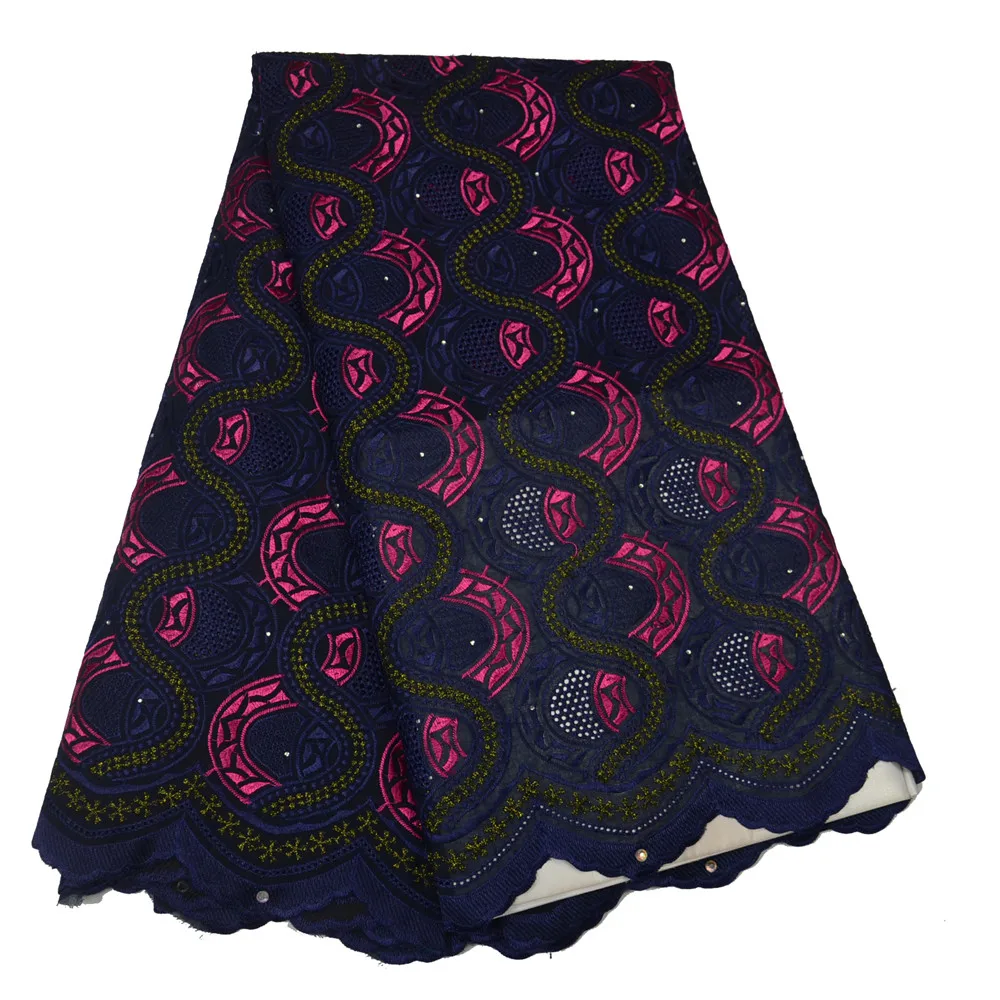 

HFX Navy Blue Swiss Lace Fabric 2018 High Quality Embroidered Party Dress Lace African Cotton Fabric X246-06