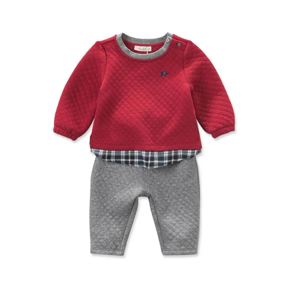 Dave bella/комплект осенней одежды красного цвета для маленьких мальчиков; комплект одежды в стиле пэчворк; DB4072 - Цвет: red