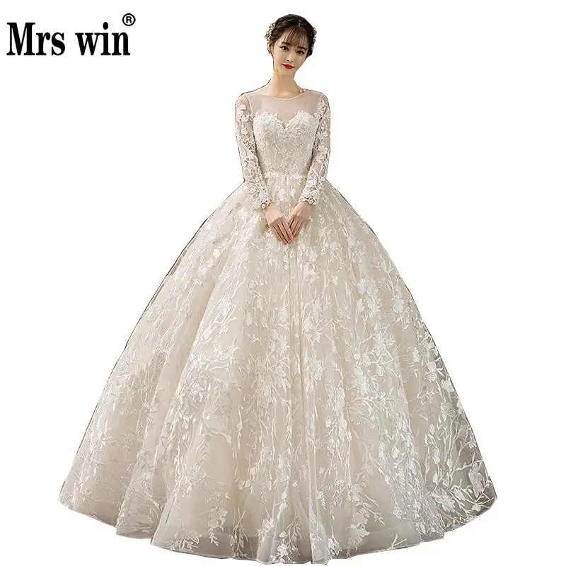 Женское бальное платье Mrs Win кружевное с длинным рукавом и цветочной аппликацией