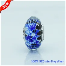 Подходит для браслетов Pandora синие шиболи граненые стеклянные серебряные бусины Новинка 925 пробы серебряные амулеты DIY