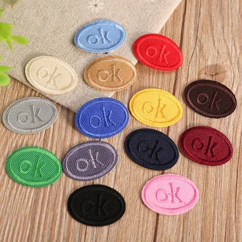 

Multicolor OK Oval Heat Transfers Iron On Patches for Clothing DIY Clothes Stickers Decorative Appliques Embroidery Patch 47201