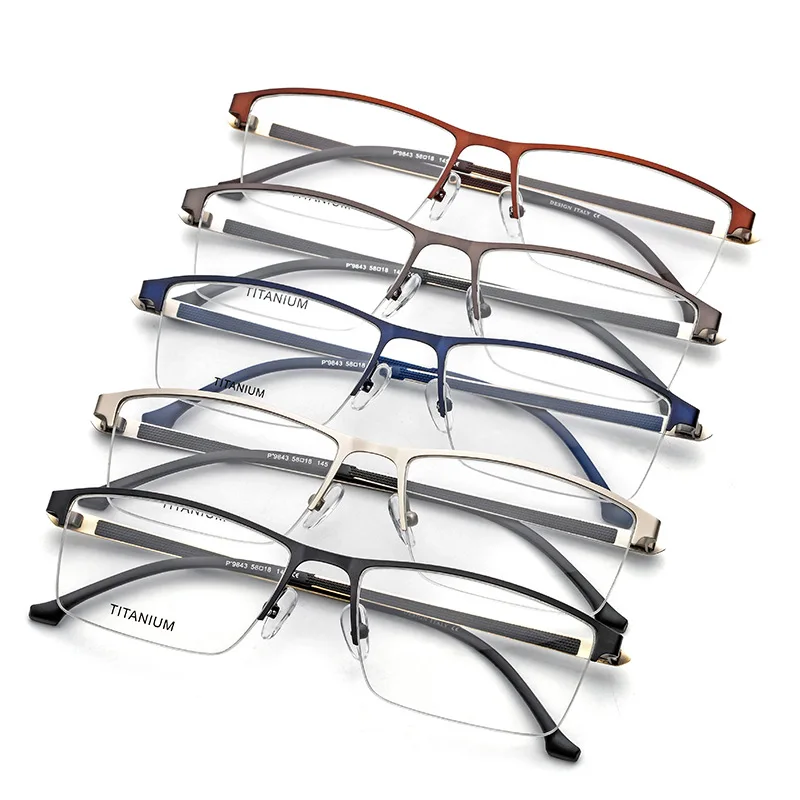 ELECCION обод из титанового сплава Половина очки Оптические оправа для очков для мужчин корректирующие очки при близорукости рамка