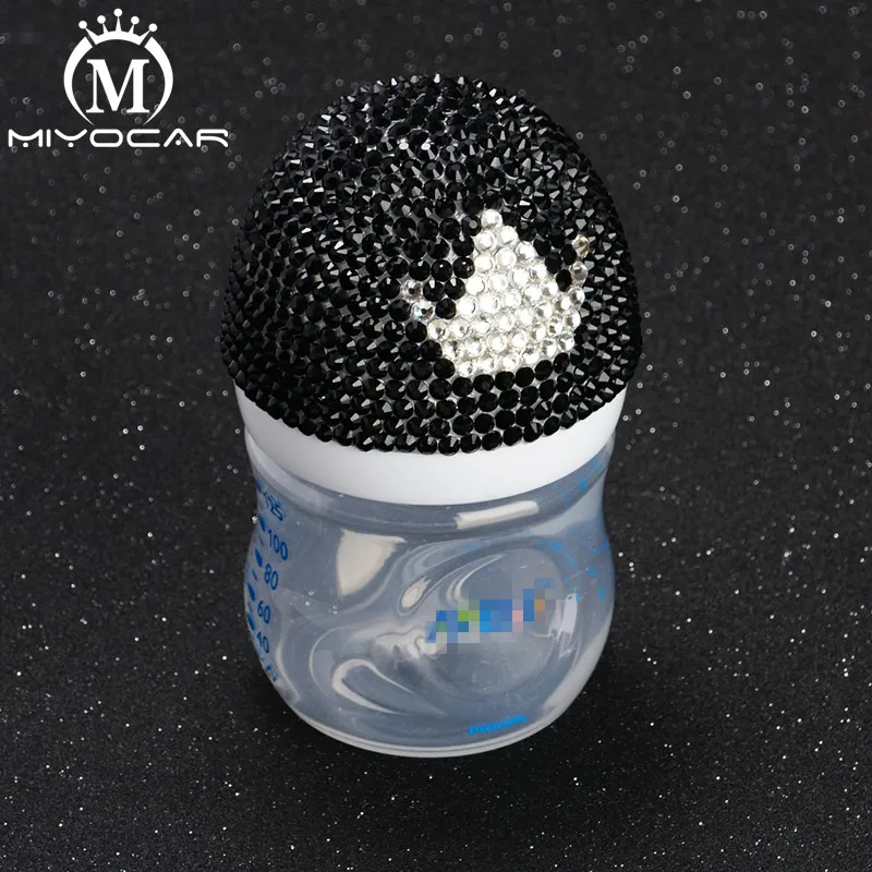 MIYOCAR Bling Bling cool black and white crown 125ml BPA Free Natural Polypropylene Feeding Bottle and bling crown pacifier