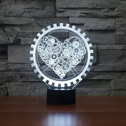 Wenhsin новый подарок на день Святого Валентина Шестерня Любовь 3D огни красочный сенсорный свет светодиодный ночник