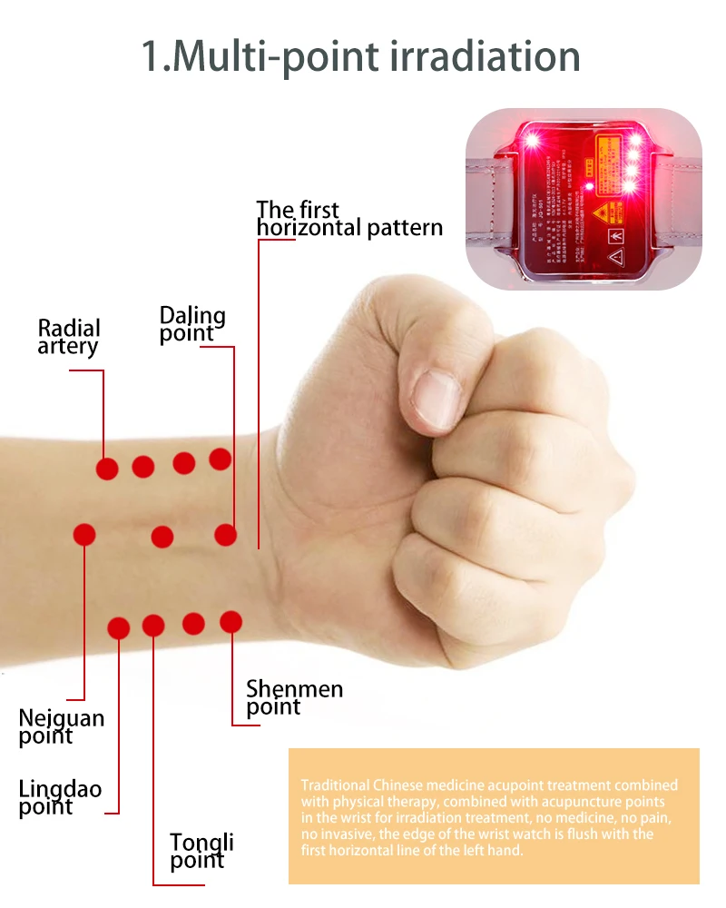 Нм светильник, волновая лазерная терапия, запястье для диабета, гипертония, очищающие часы для лечения крови, лазерный синусит, лазерный осветитель