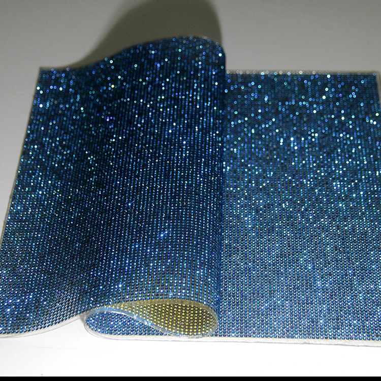 

Free shipment!Crystal sapphire rhinestone Self Adhesive sheet or hotfix to fabric rhinestone Decor mesh roll for wedding dress
