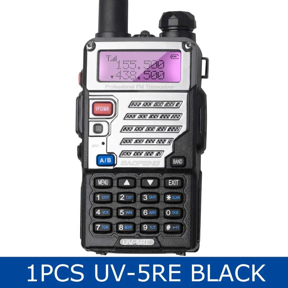 Baofeng UV-5RE Двухдиапазонная рация UV5RE CB радио 128CH VOX стальная оболочка Ham Радио Профессиональный приемопередатчик для охотничьего радио - Цвет: Black 5RE