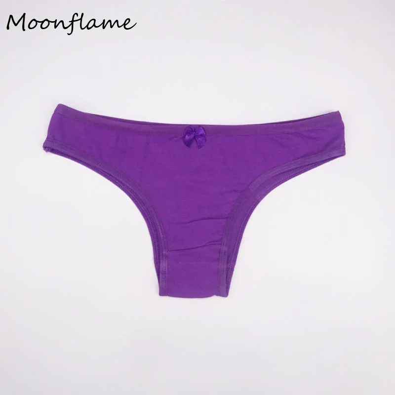 Moonflme 5 шт./лот 6 сплошной цвет хлопок женские бикини стринги Нижнее белье 86378