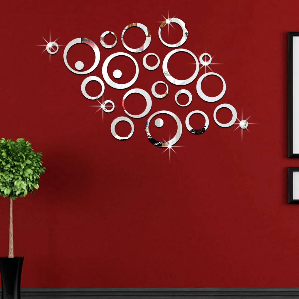 DIY 3D Wall Stickers On The Wall Moveable Plastic Wallpaper Mirror
