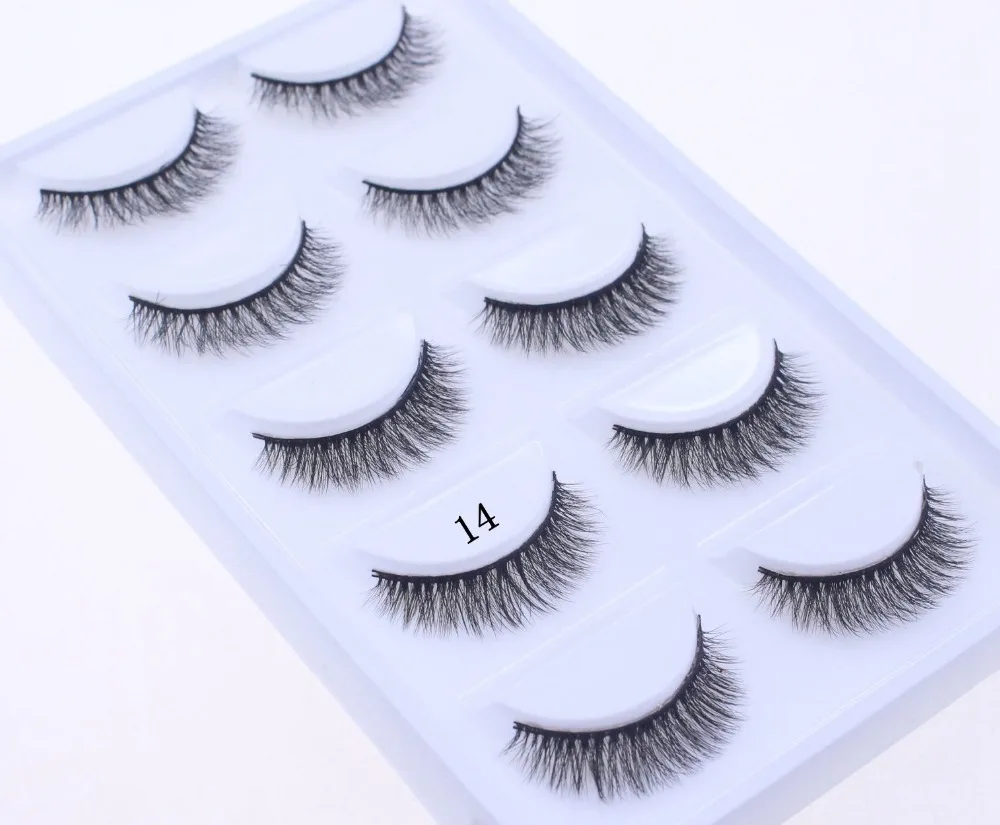 HBZGTLAD 5 pairs Handmade 3d mink lashes short False Eyelashes Cross ...