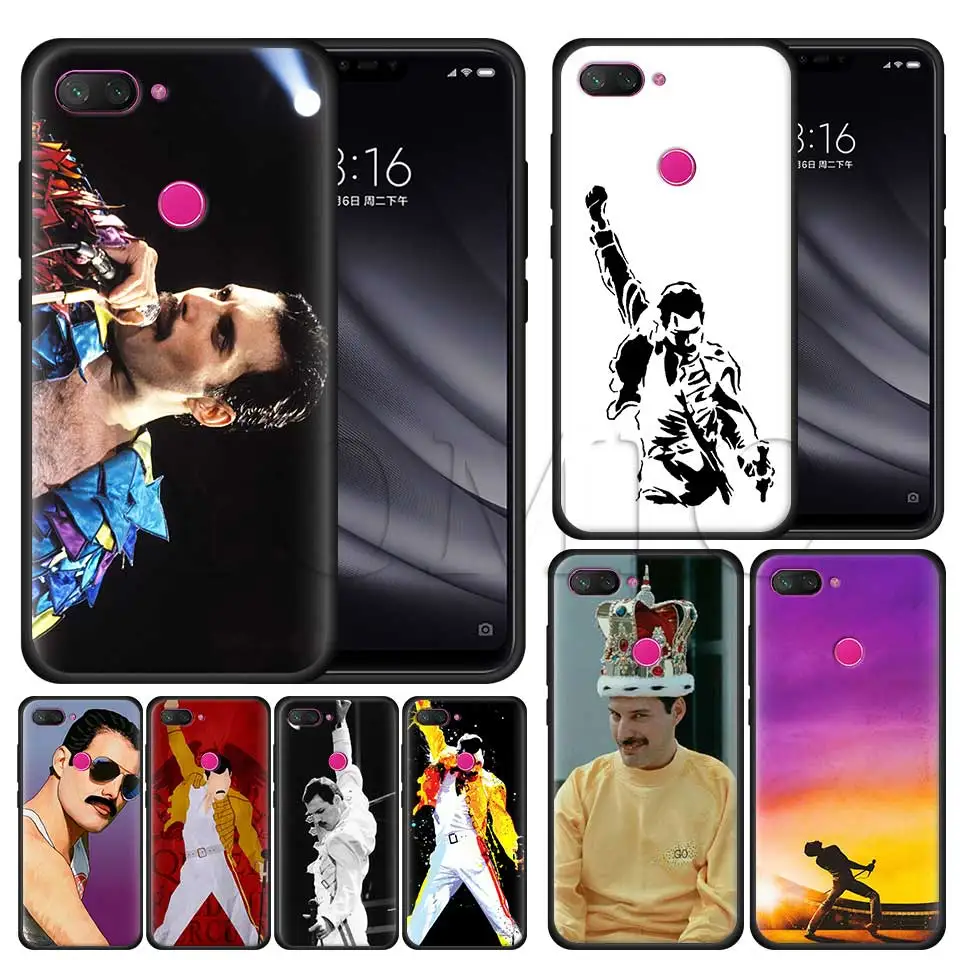 

Silicone Case for Xiaomi 8 A2 Lite A1 5X 6X poco F1 Play Redmi K20 Pro Note 7 6 Black Case Cover Queen Freddie Mercury