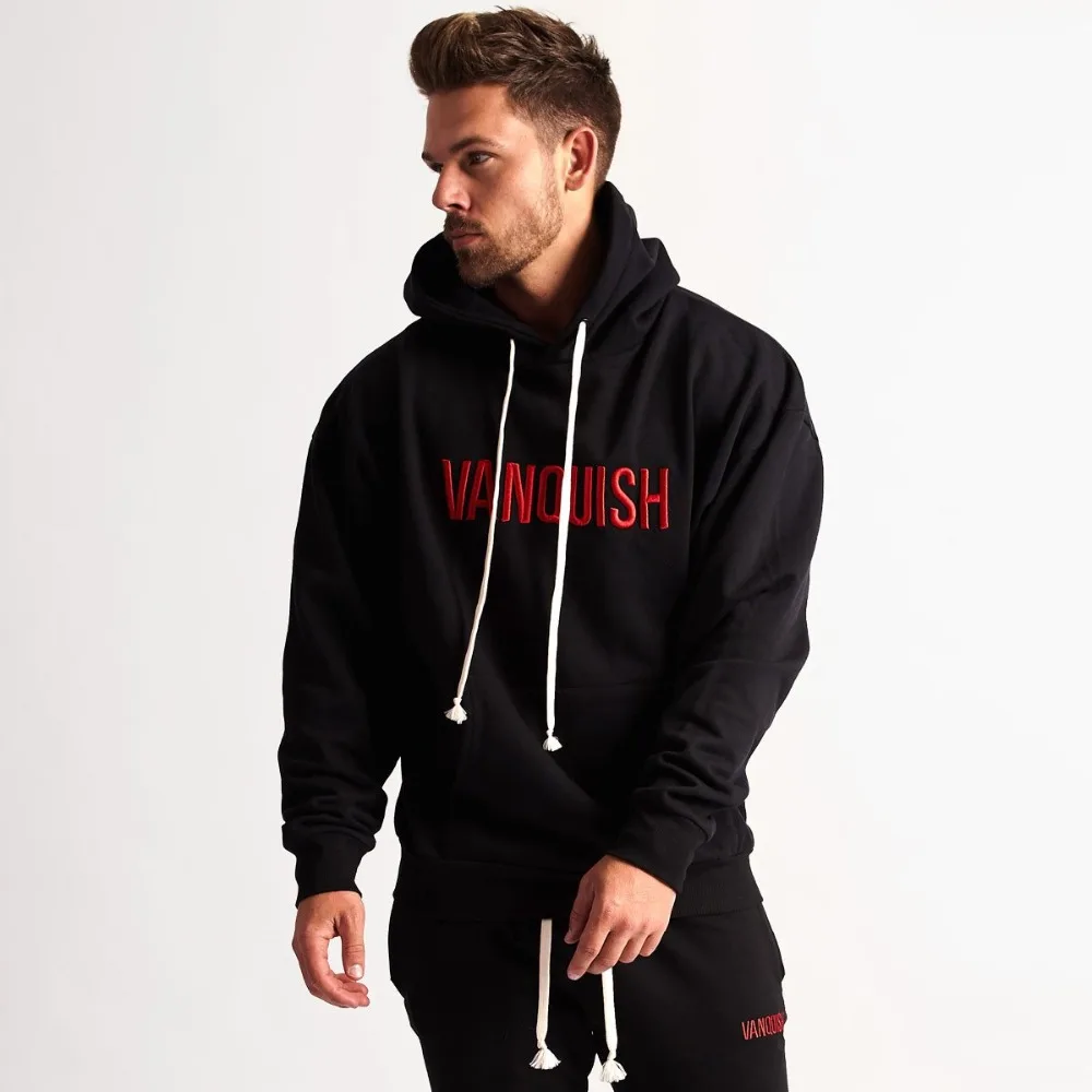 

2019 New Vanquish Men Hoodies Sweatshirts Plus Velvet Workout Clothing Gyms Fitness Bodybuilding Male Hooded Sportswear