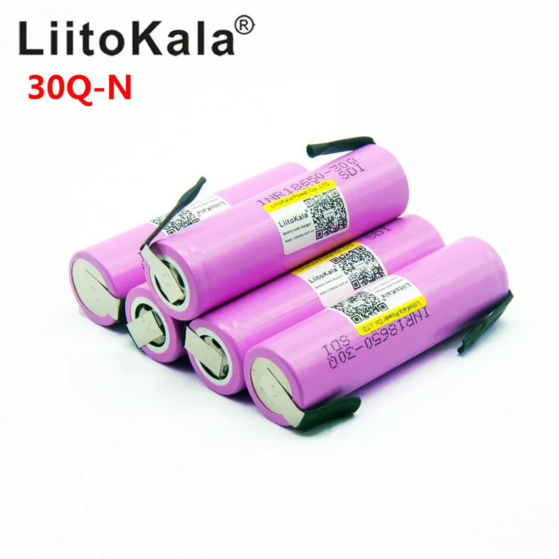 Liitokala 30Q 18650 3000mah перезаряжаемый аккумулятор для электронных сигарет с высокой мощностью разряда, 30A большой ток+ DIY nicke