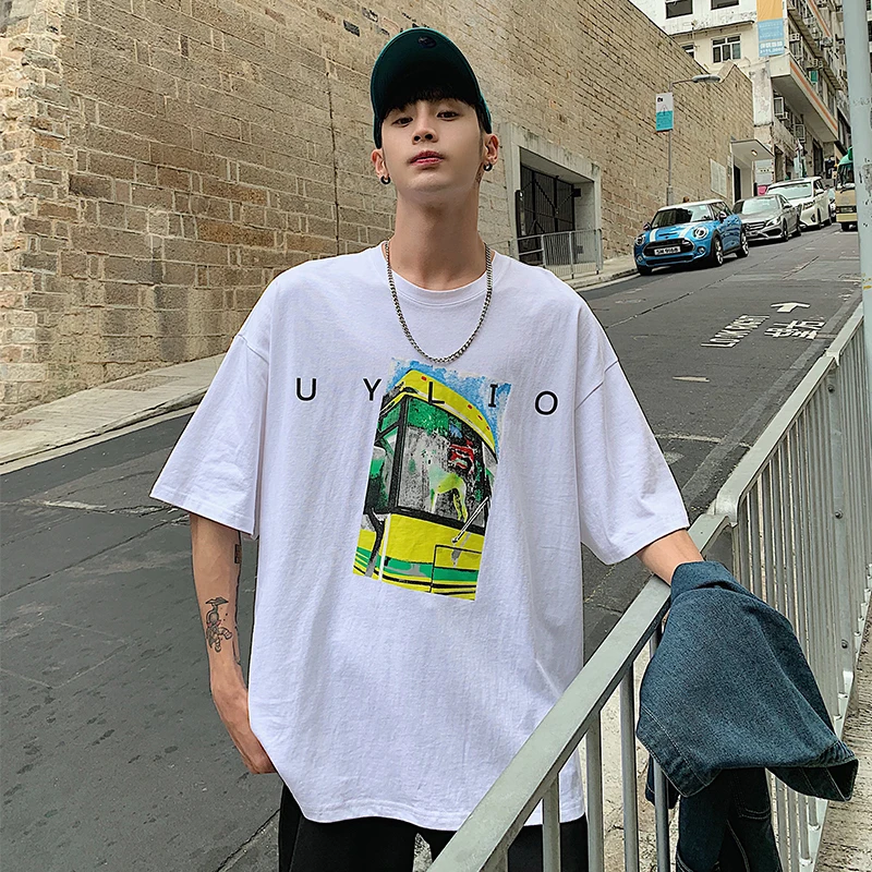 

Summer New T Shirt Men Fashion Printed Casual Short-sleeved Tshirt Man Streetwear Trend Wild Hip-hop Loose Cotton T-shirt M-2XL