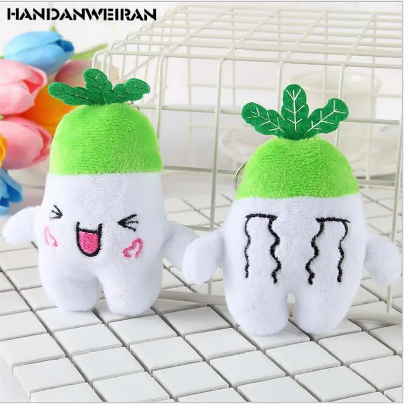 2pcs/lots Plush Vegetable Toys Expression White Radish Plush Pendant