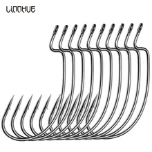 LINNHUE 10 Uds acero al carbono gancho de Pesca bajo gran manivela gancho Cable de Jigging cabeza púas manivela gancho suave para cebo de Pesca señuelo de Pesca