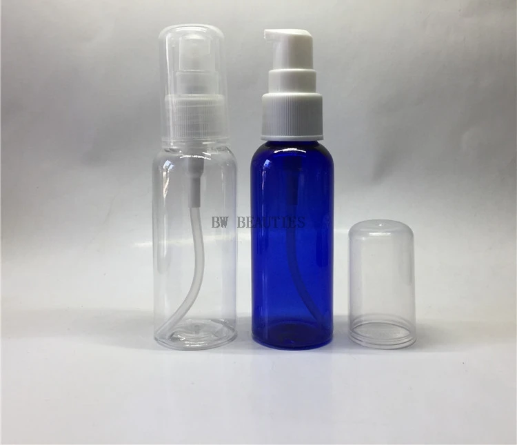 

500Pcs High Quality 30ml 50ml PET Facial Cream Lotion Pump Spray Bottle Plastic Emulsion Container Packaging White Screw Cap