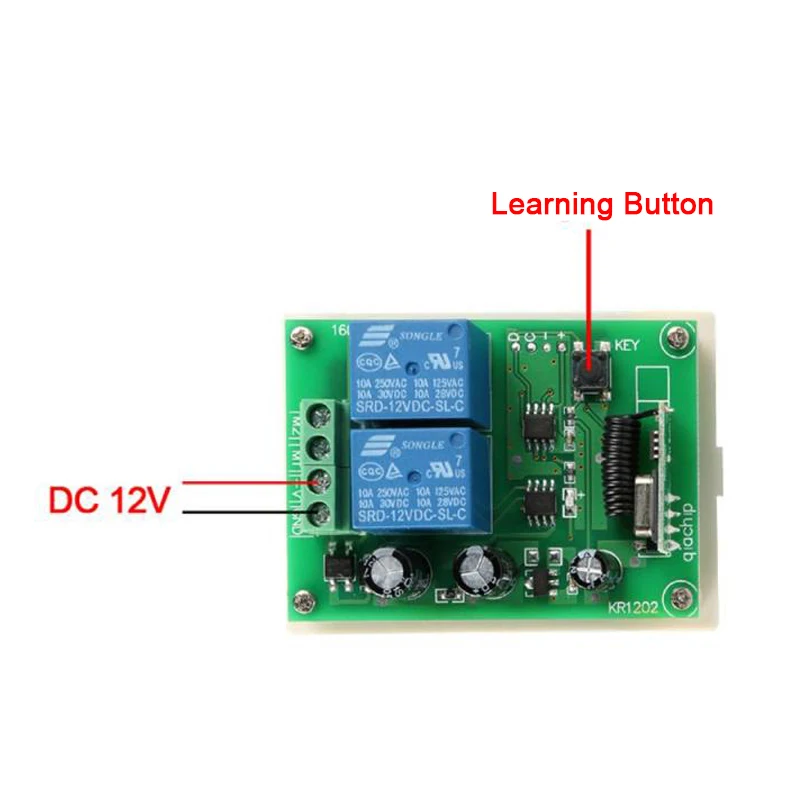 QIACHIP 433 Mhz универсальный Беспроводной удаленного Управление переключатель DC 12 V 2CH РФ реле Модуль приемника+ 2 CH РФ 433 Mhz удаленного передатчика