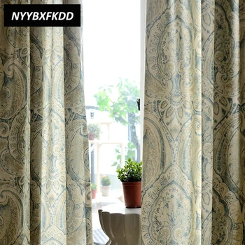 

Retro Jacquard Modern Simple Polyester Cotton Blackout Curtains Cloth For Bedroom Living Room Window Treatment Drapes Blinds