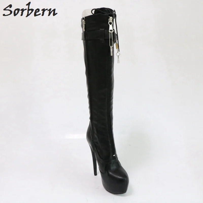 Sorbern/высокие сапоги до колена на заказ; женские сапоги на шнуровке; обувь в готическом стиле; женская обувь на платформе; танцевальные сапоги на высоком каблуке с застежкой-молнией