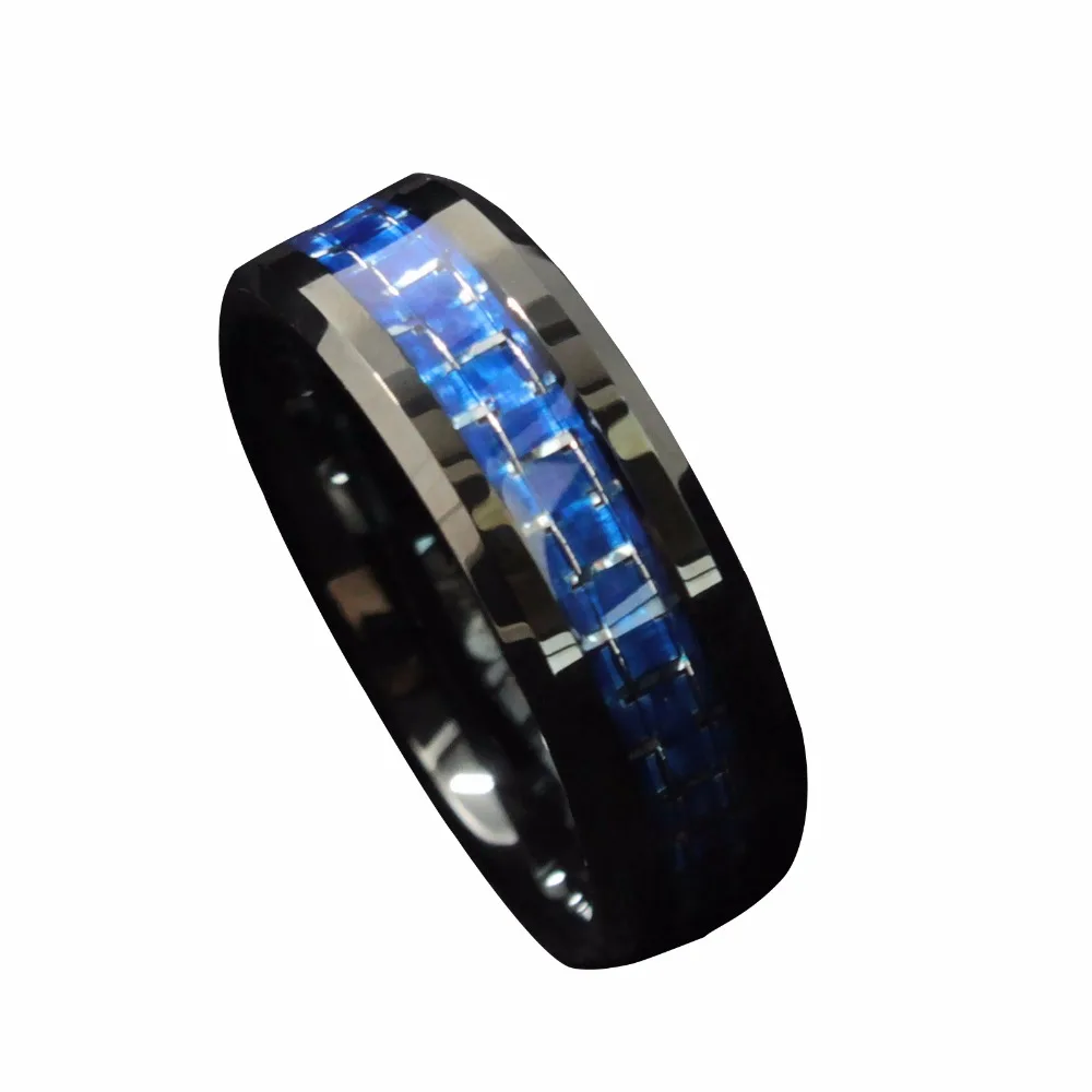 Brilliant Bijou Titanium Polished w//Black Carbon Fiber Inlay 6mm Band