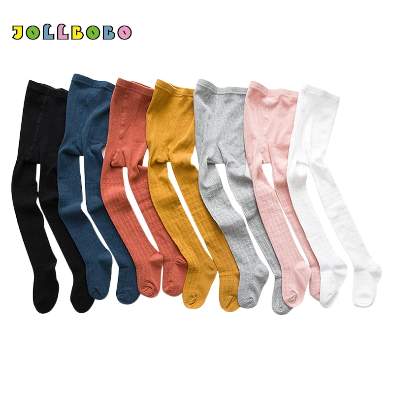 

Spring Autumn Toddler Girl Cotton Tights Footed Solid Warm Baby Striped Tights Kids Pantyhose for Children 1-7T White Pink
