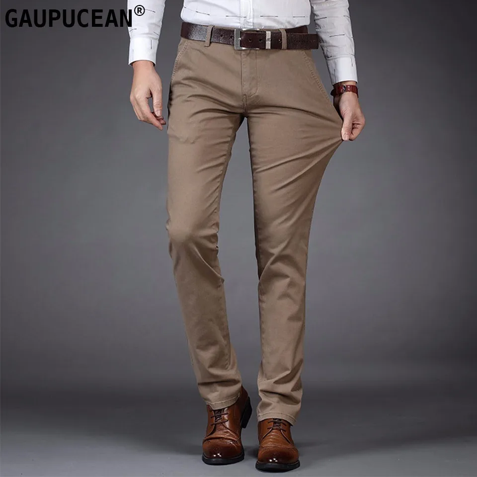 

Man Chino Pants 98% Cotton 2% Spandex Pockets Formal Business Fashion Male 2018 Clothing Blue Black Khaki Men Casual Trousers