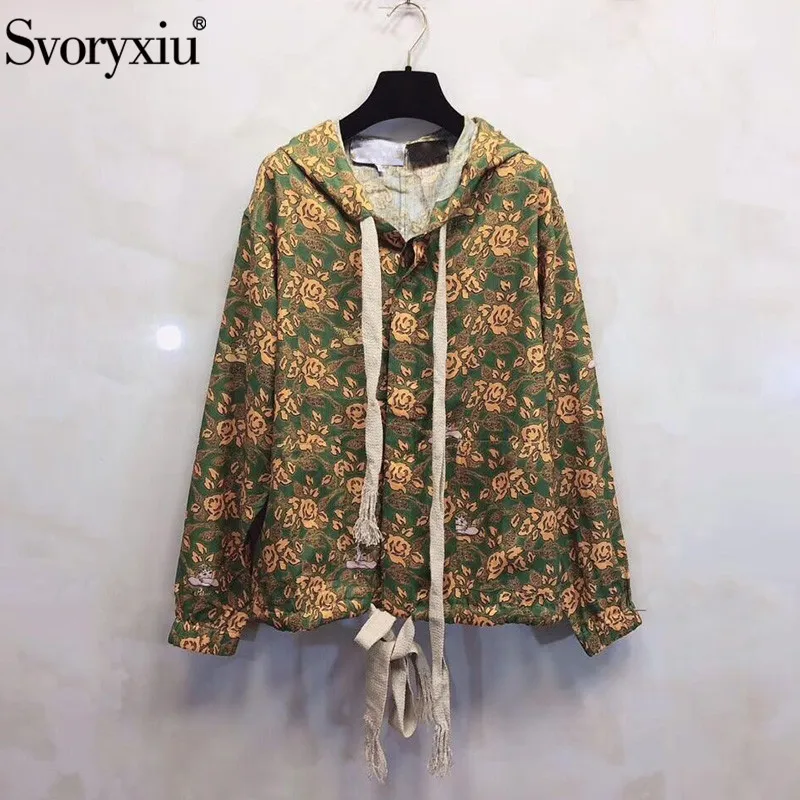 

Svoryxiu Designer Brand Autumn Hooded Hoodies Women's Fashion Pattern Printed Casual Streetwear Sweatshirts Female