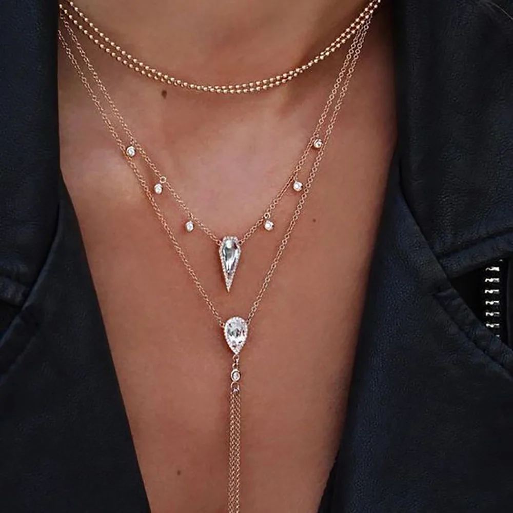 MAA-OE богемное многослойное ожерелье с подвеской s для женщин модное Золотое геометрическое Очаровательное ожерелье в виде цепи, ювелирные изделия оптом - Окраска металла: No.1