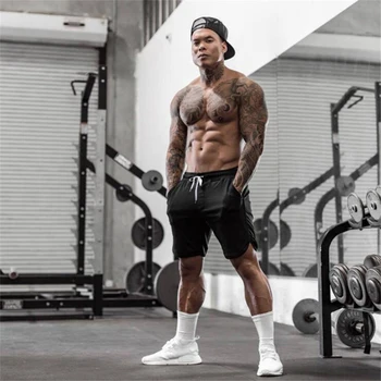 

OA Men's Fitness Gyms Shorts Muscle Fit Running Mesh Fabric Bodybuilding Short Bodybuilding Workout Fashion Casual Breathable