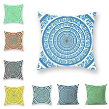 Vintage Ethnic Geometric Pattern Cushion Cover Bohemian Indian Yellow Green Square Throw Pillowcase Home Sofa Decoration